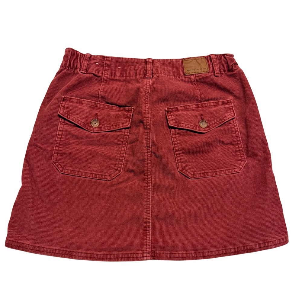 American Eagle Corduroy Mini Skirt Burgundy Red Super Stretch Size 6 Regular